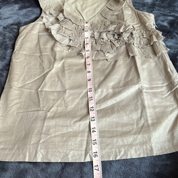 J.Crew sleeveless with ruffles metallic fabric 100 % cotton dressy top Size 0 - Picture 13 of 13